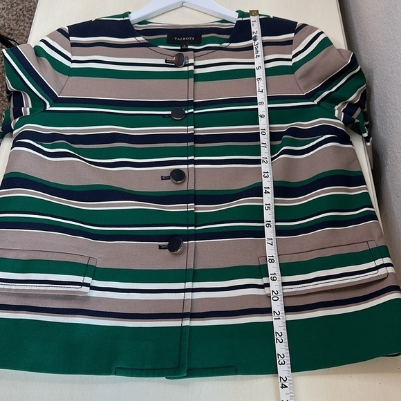 Talbots Green & Blue Striped Jacket Size 8 - Picture 12 of 13